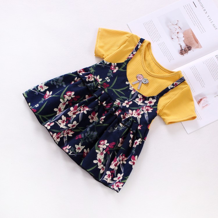 Пользовательский заводской поставщик красивые ребристые топы для новорожденных девочек Лоскутная юбка Детские Цветочные испанские платья