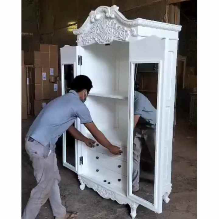 Rococo Wardrobe - Antique Hand Carved Solid Wood Closet