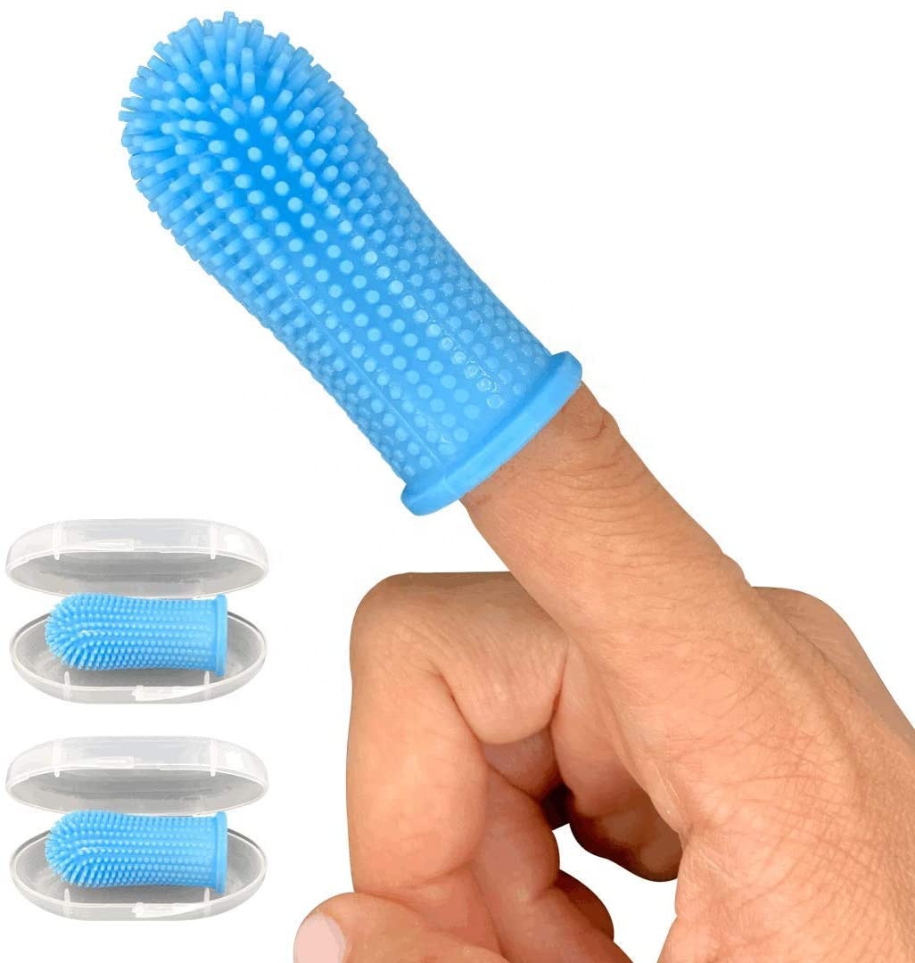 1 Набор из 2 шт. собака палец кисти Зубная щётка эргономичный дизайн, полное покрытие, щетина для собаки легкую очистку