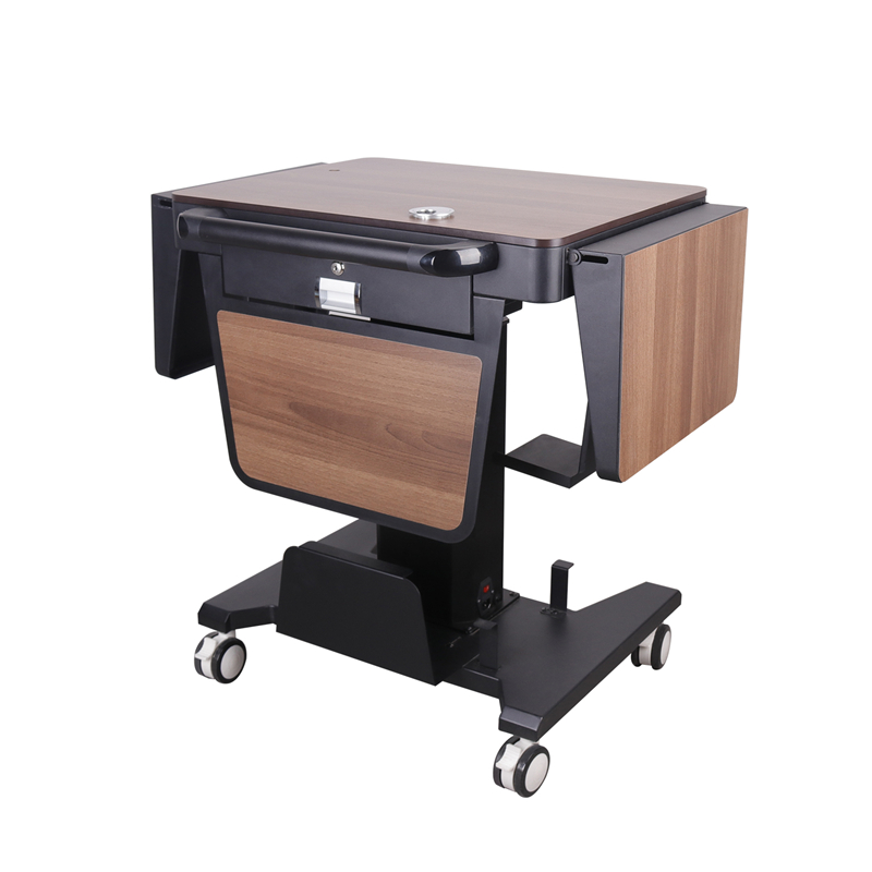 Movable lectern wood and aluminum body height adjustable desk speaker and audio system podium