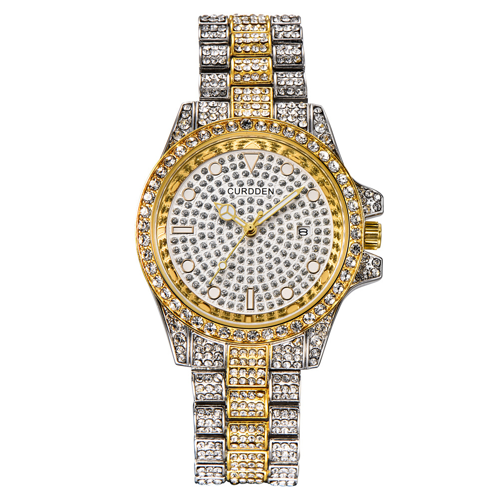 豪华腕表男士腕表时尚休闲石英手表商务风 - buy leaf watch,diamond