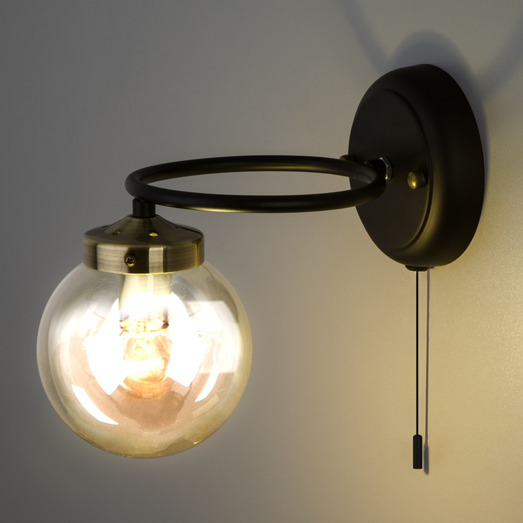 Glass Globe Wall Sconce Industrial Single Suspender Wall Lighting