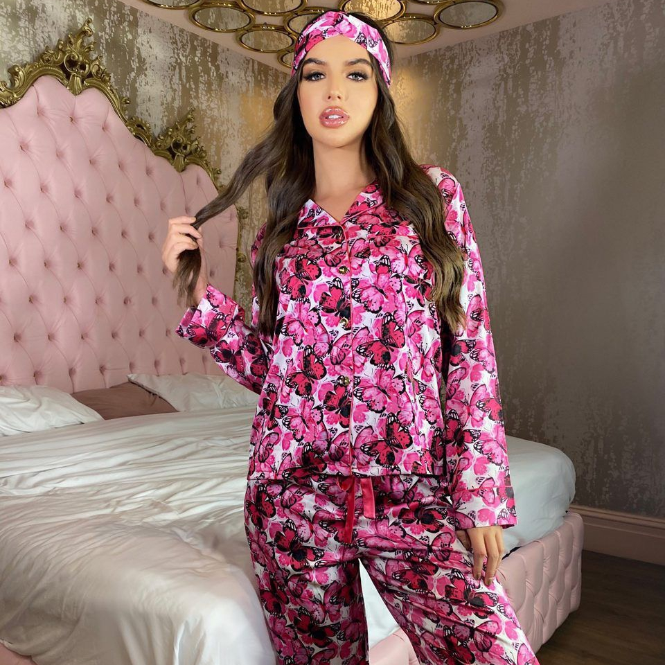 2021 высококачественная повседневная домашняя одежда с принтом, женская одежда для сна из трех предметов