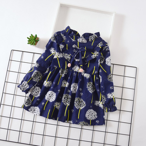 Hot sale 1 2 3 4 5 6 years old baby girls dress kids winter dress for long sleeve