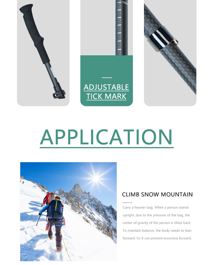 Ski Poles Foldable Crutch Trekking Pole Carbon Nordic Adjustable Walking Sticks Walking Pole Alpenstock Trekking