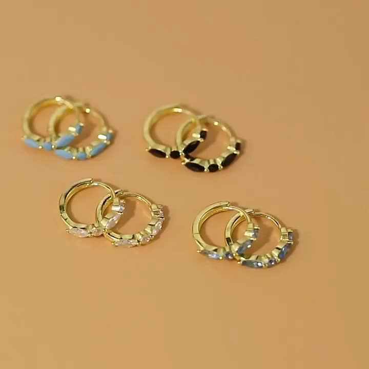 925 Sterling Silver 5A Zirconia Huggie Earrings Fashion Shining