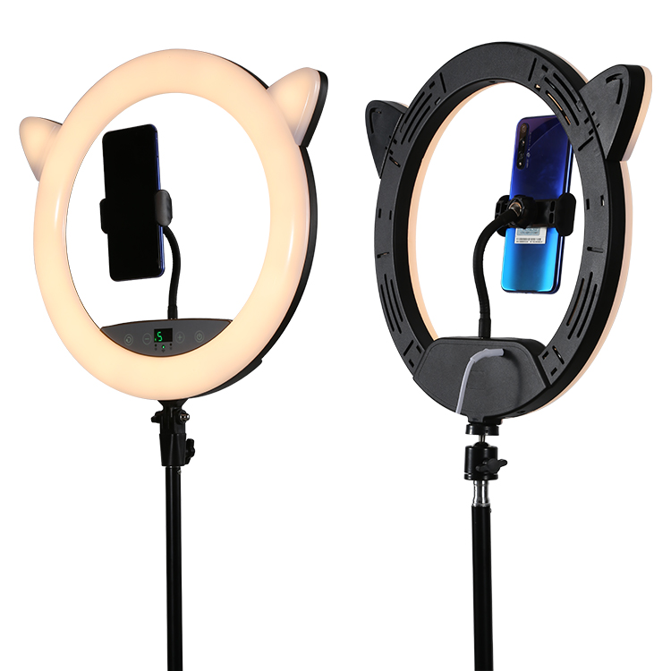 Хорошая цена, сенсорное управление кошачьими ушами со штативом, 12 дюймов, 13 дюймов, 14 дюймов, светодиодная кольцевая лампа для селфи