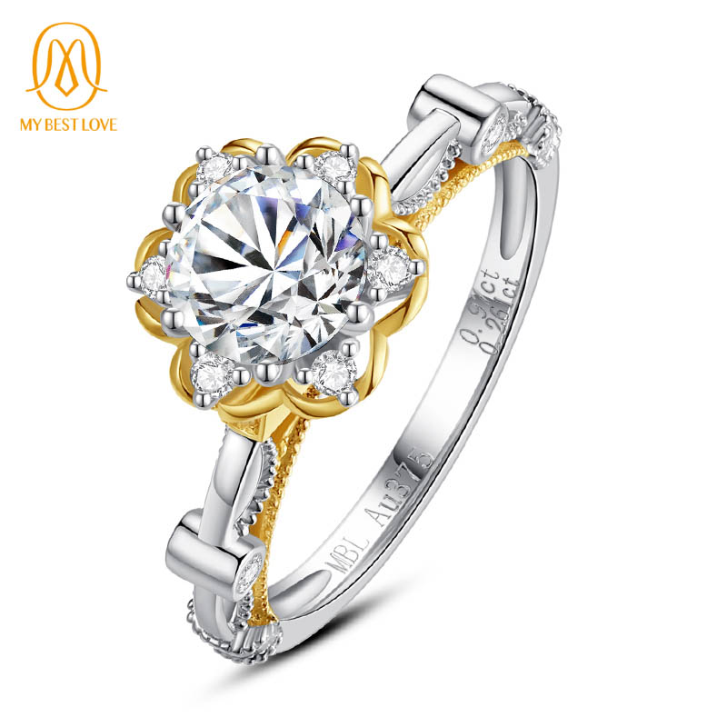 New Arrival Engagement Ring Wedding Band Flower Moissanite Ring White Gold for Women