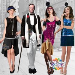 Adulto Masculino e Feminino 1920's Vintage Gatsby Flapper fancy dress carnaval, fantasias e cosplay.