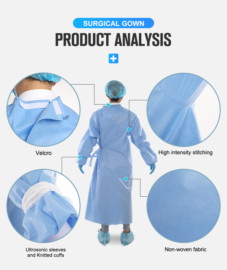 510K EN13795 PE Isolation Gown Medical AAMI Level 4 Surgical Gown