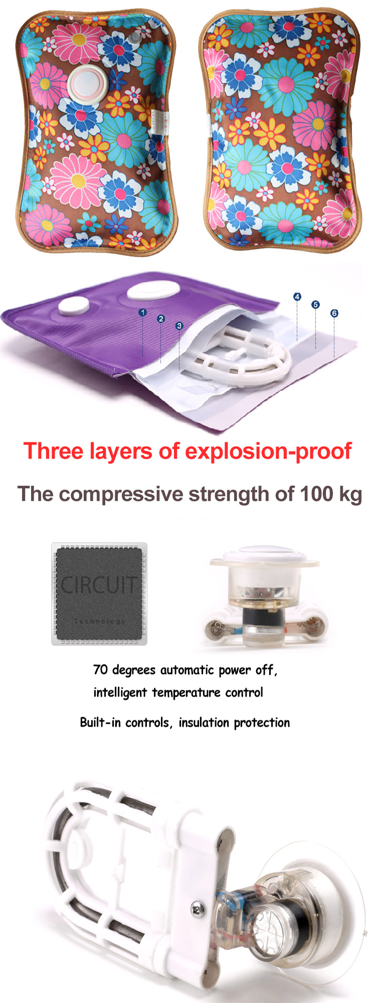 hand warm rechargeable electric heating pads hot water bag manufacture