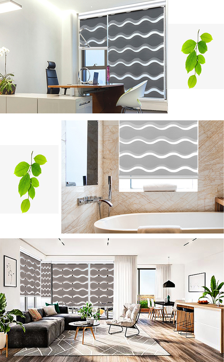 Decorative home wave tyepe  semi-blackout zebra window blnds