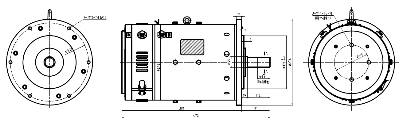 6.3kw 45v electric equipment and carry vehicle dc motor