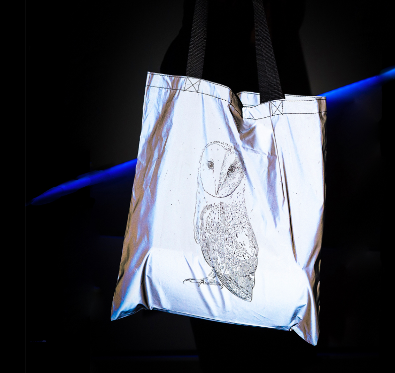 New design wholesale light reflective shopping bag reflective polyester shopping bag for packing
