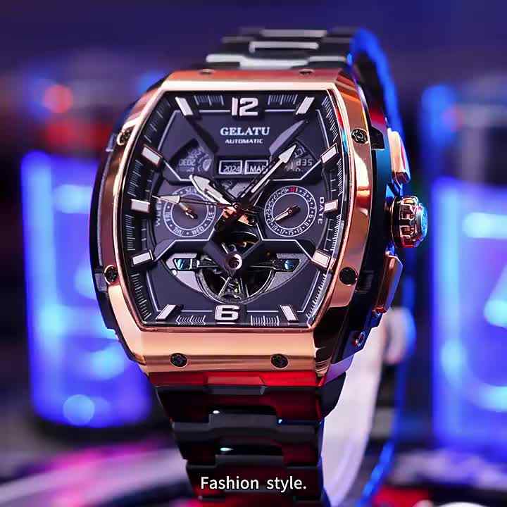 (約50%OFF)LGB スカル柄 スケルトン タンクトップ Gelatu 6013 Casual Calendar Men's Watch - Tonneau Tourbillon