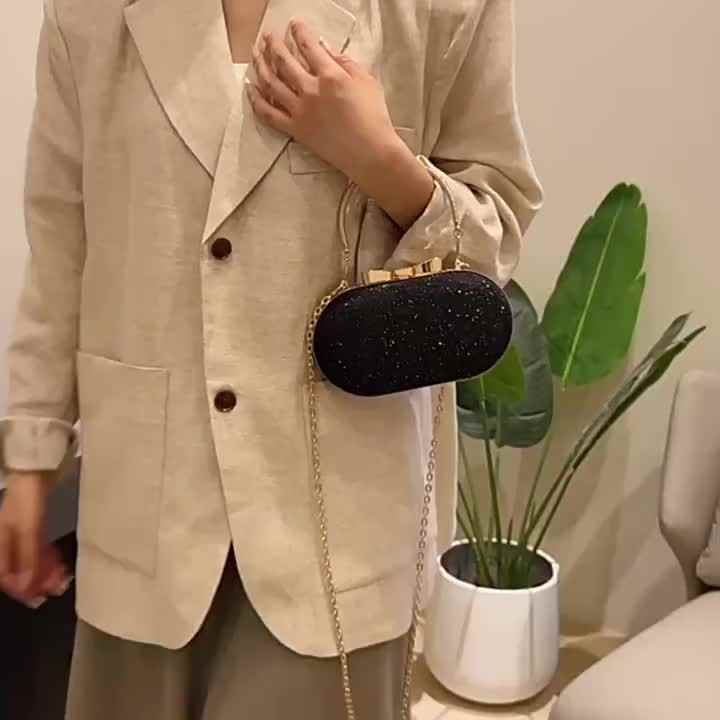 Sac De Soirée CORIOS Frangé Or - Pochette Élégante Pour Mariage, Fête, Cocktail