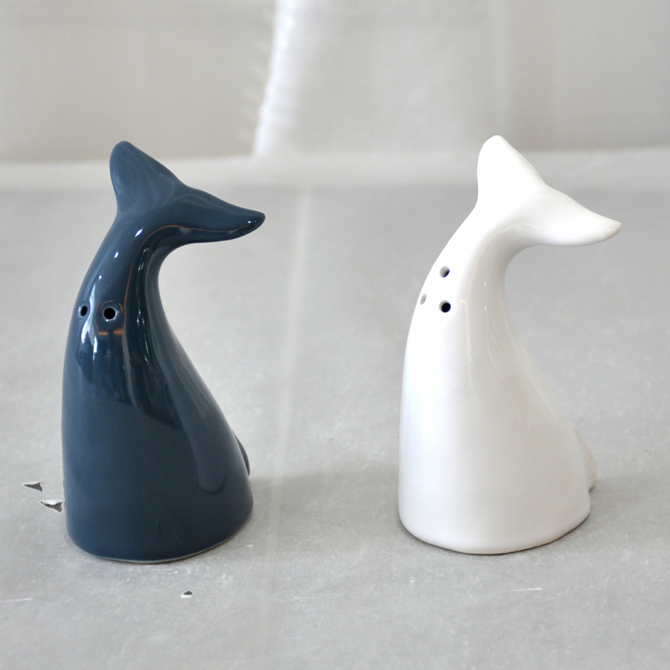 Sea Life Blue Dolphins Salt and Pepper Shaker Set Ceramic 4.5 Inches