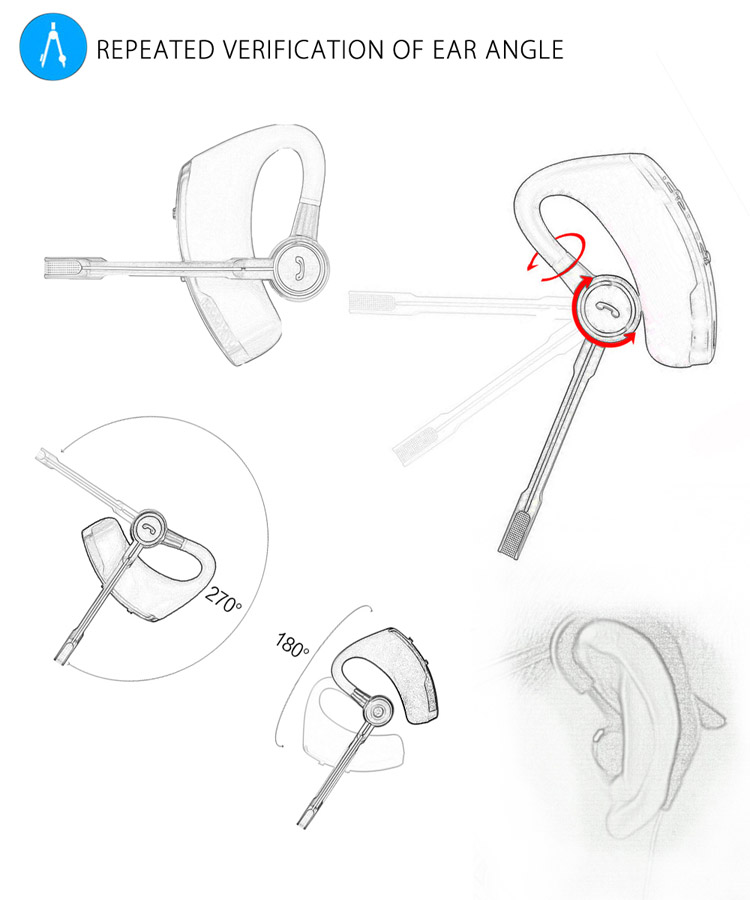 V8 V9 Stereo Smart BT4.1 Earphone Business Wireless Headset Ear-hook Headphones with Mic For phones