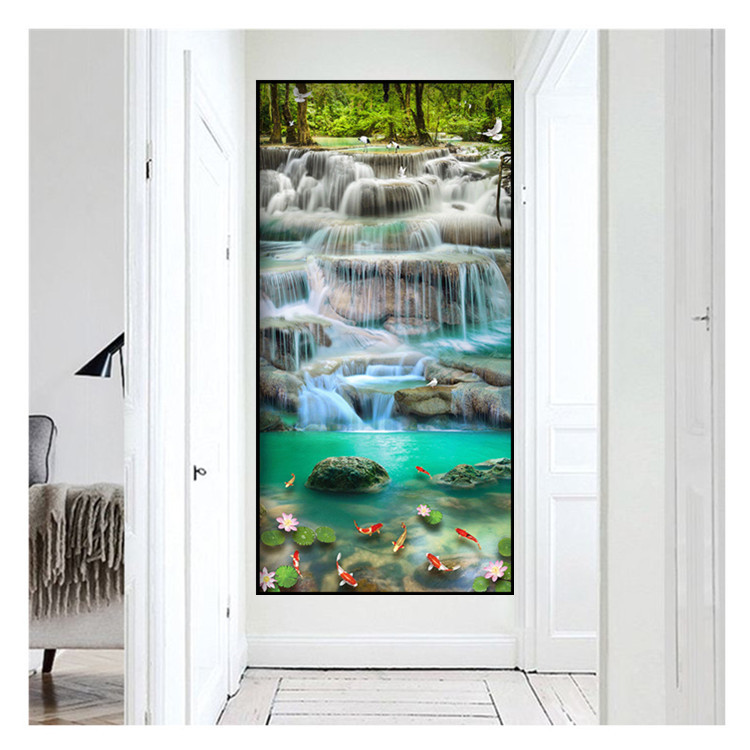 Wholesale diamond painting DIY diamond painting waterfall fish scenery home decoration 5D diamond painting