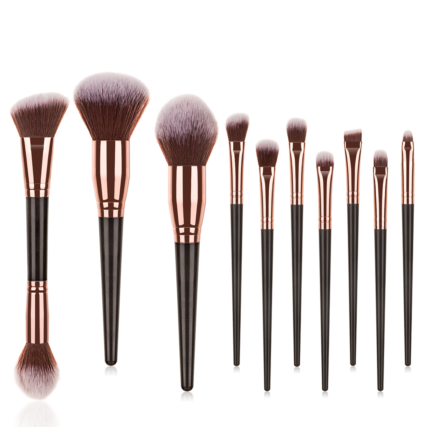 10 шт., черные кисти для макияжа с индивидуальным логотипом
