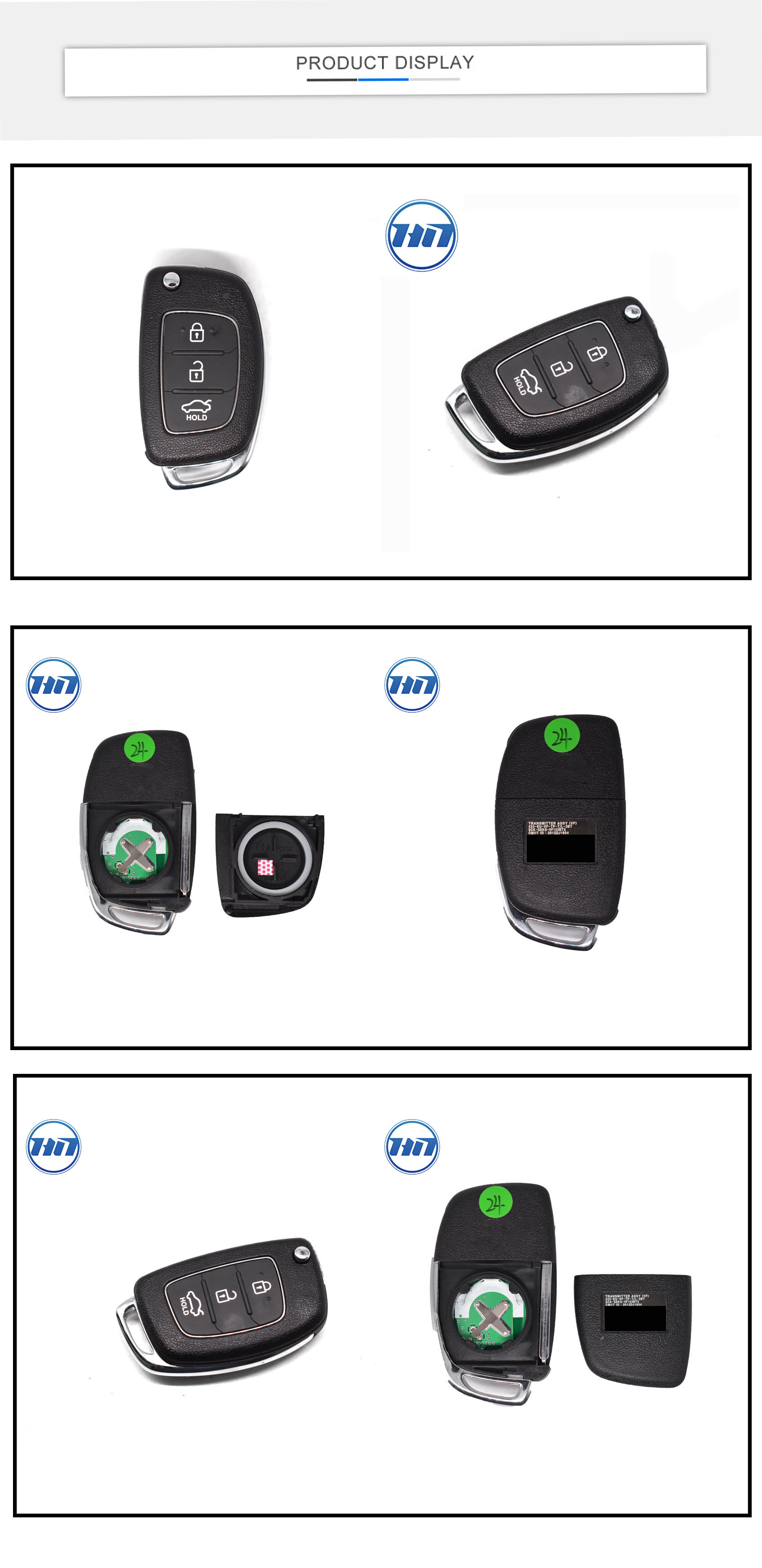 Genuine 3 Buttons Smart Car Key Blanks FSK 433MHz 4D60 Flip Remote Key Fob SCK-SEKS-VF123BTX For I40 CW (VF) 2011