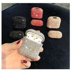 Bling Diamantes de Luxo Acessórios de Carregamento Proteção Rhinestone Tampa Do Caso para Fones De Ouvido Grande Presente para pro