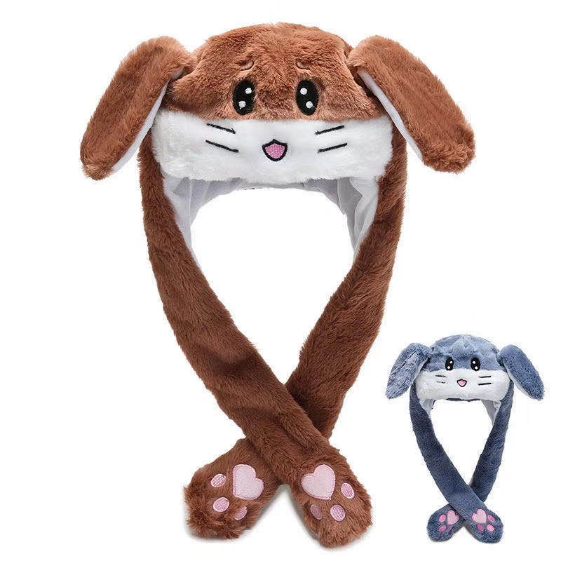时尚兔头形状填充动物帽子与长手套