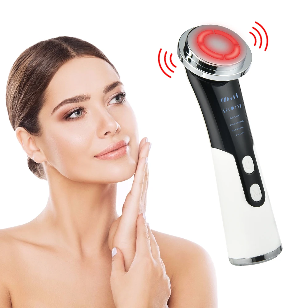 Professional Portable Handheld Mini Beauty Instrument Korea Ultrasonic Ems Hot Cold Led Cleanser Beauty Device