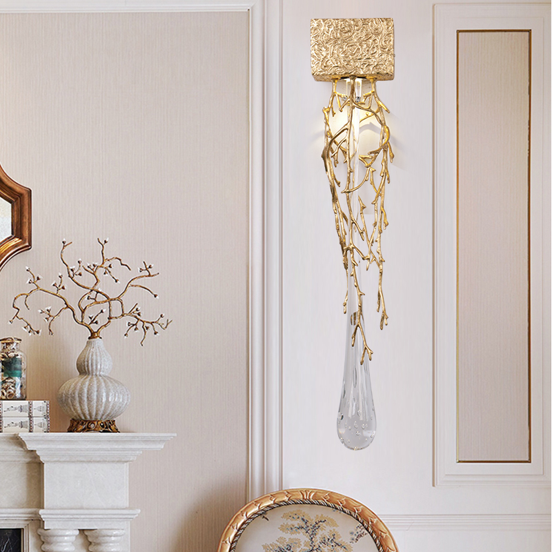 modern new LED copper wall light fancy crystal wall light