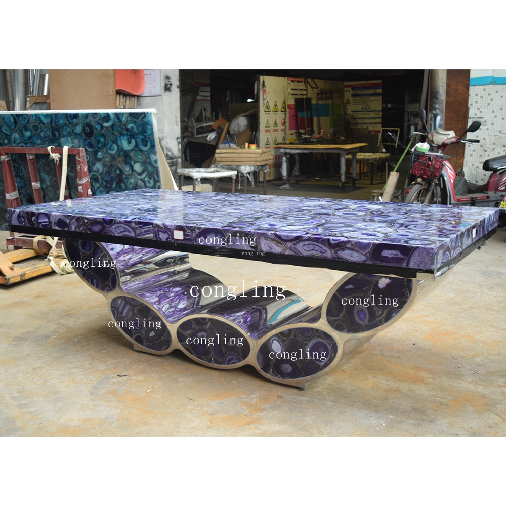 Обеденный стол AG01 из натурального синего Агата