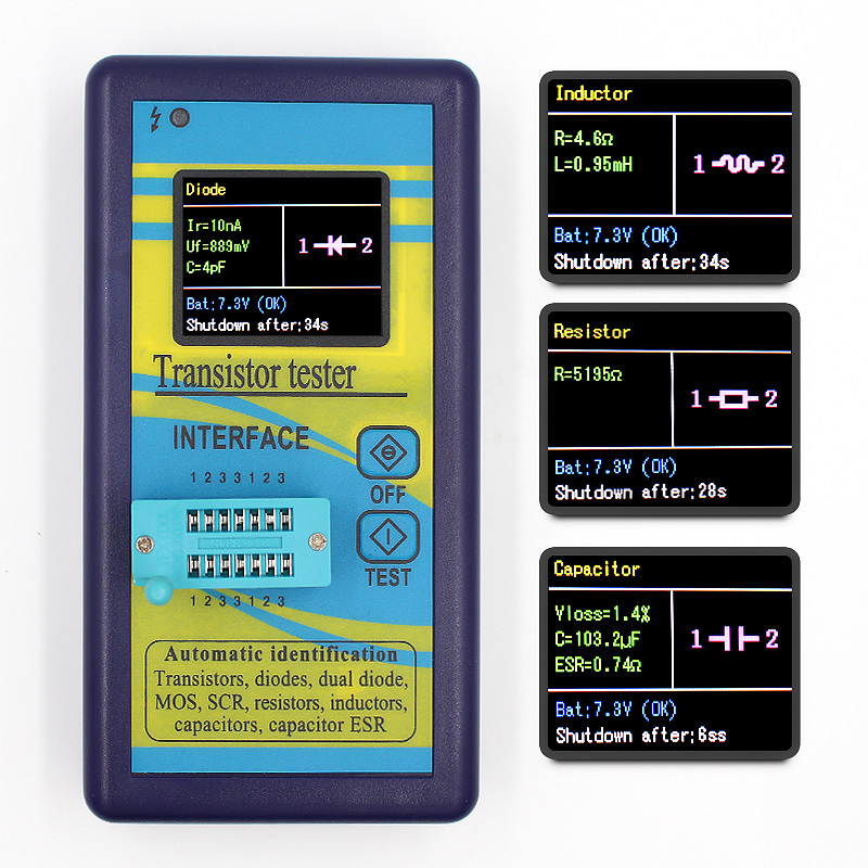 M328 Multi-purpose Transistor Tester 128*160 Diode Thyristor Capacitance Resistor Inductance MOSFET ESR LCR Meter TFT Color