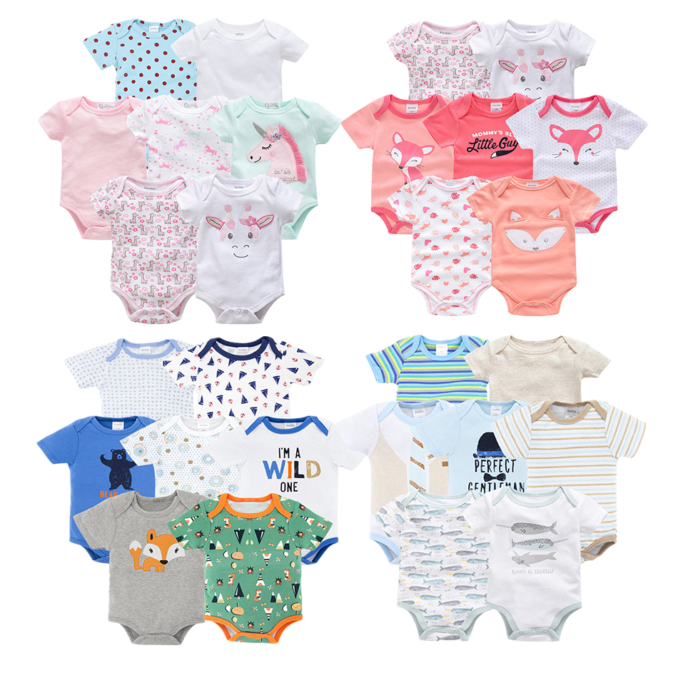 7 шт./компл. хлопковые комплекты детской одежды с коротким рукавом