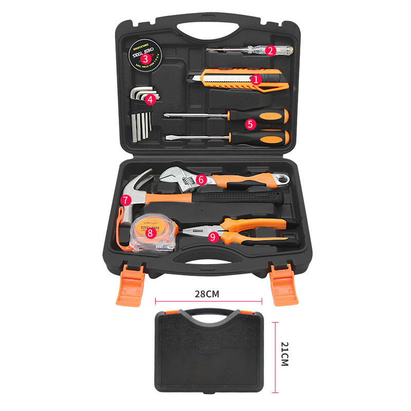 18 in 1  Household hand tools set kit Precision Screwdriver Measuring tape Utility knife Hammer Plier Electroprobe Wrench