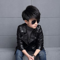 Outdoor pu zipper autumn/winter Children's leather coat