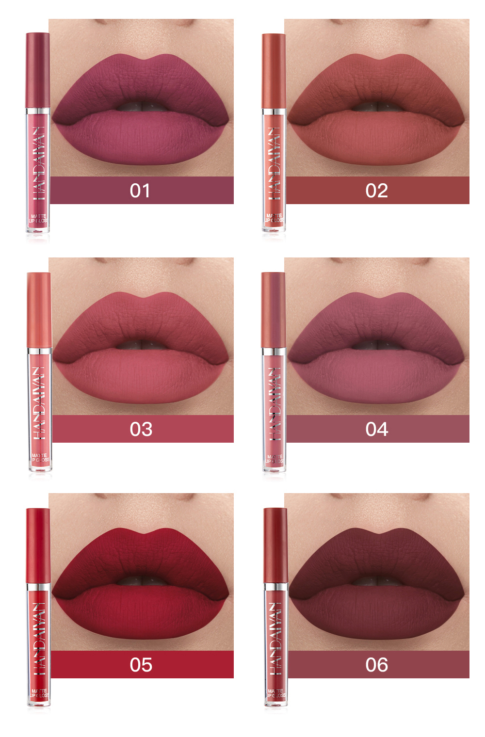 OEM 6 pcs/set Cosmetics Makeup Waterproof Long Lasting Girl Liquid Lipstick Matte Lip Gloss Set