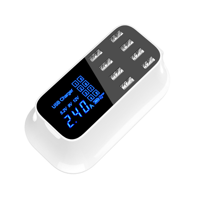 Зарядное устройство с 8 USB-портами, 40 Вт, многофункциональное зарядное устройство со светодиодным дисплеем для iPhone, Samsung