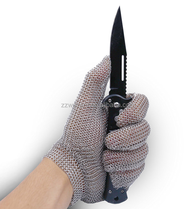 全不锈钢餐厅工作肉类加工切片切耐切割安全链甲网格屠夫手套