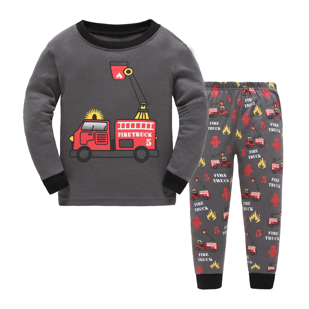 Оптовая продажа, мягкие зимние пижамные комплекты из 100% хлопка для маленьких мальчиков, Детский костюм с длинным рукавом, комплект детской одежды для мальчиков
