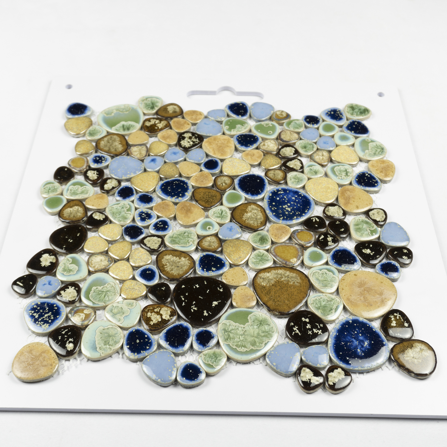 Blue Green Ice Crack Wall Decoration Fambe Indoor Variable Glaze Decorative Wall Tiles Flower Mosaic