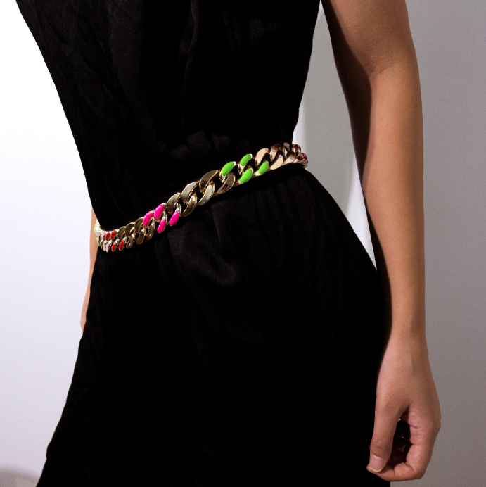 XG1407 геометрическая сексуальная индивидуальная цепочка тела Гипербола Простая цветная цепочка с граффити на талию