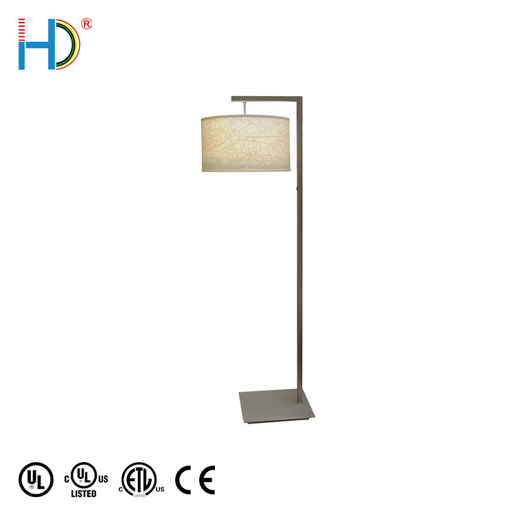 Hotel Giant Modern Fabric Shade Brushed Nickel Finish Metal Floor Lamp