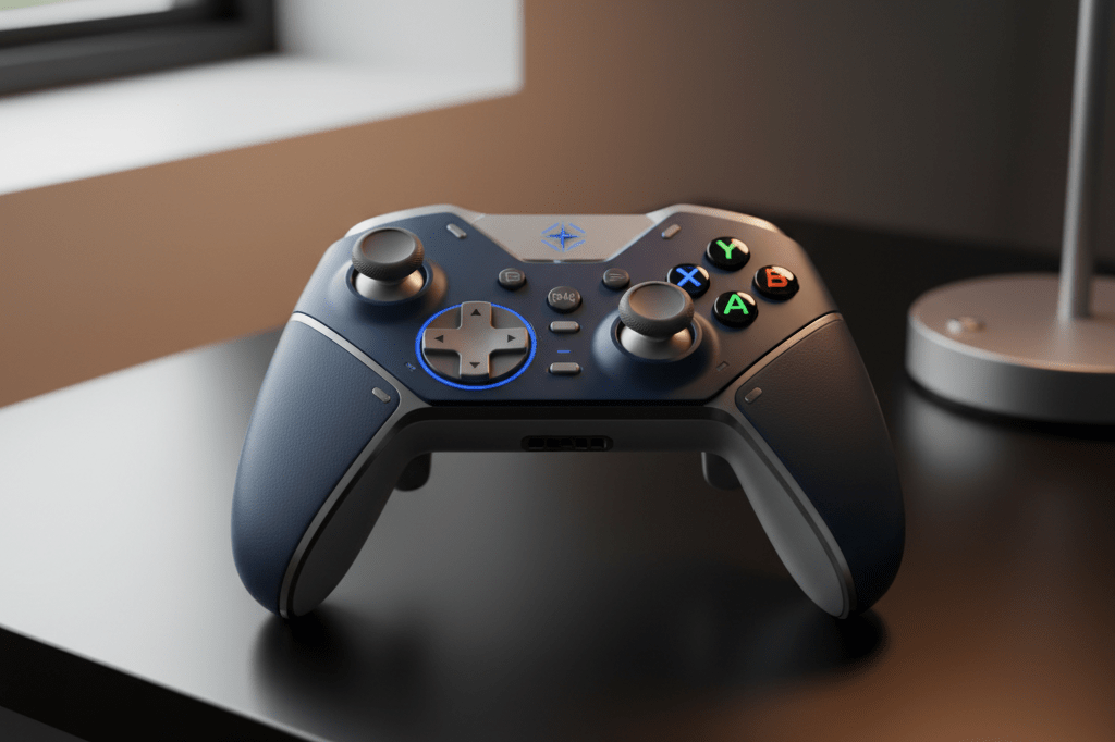 Detailed view of a gaming controller with customizable buttons under natural lighting, highlighting user preference adaptability