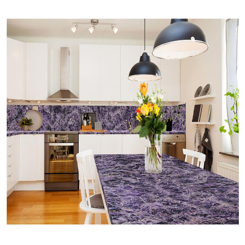 豪华紫玛瑙厨房台面玛瑙岛家居二手天然玛瑙边桌