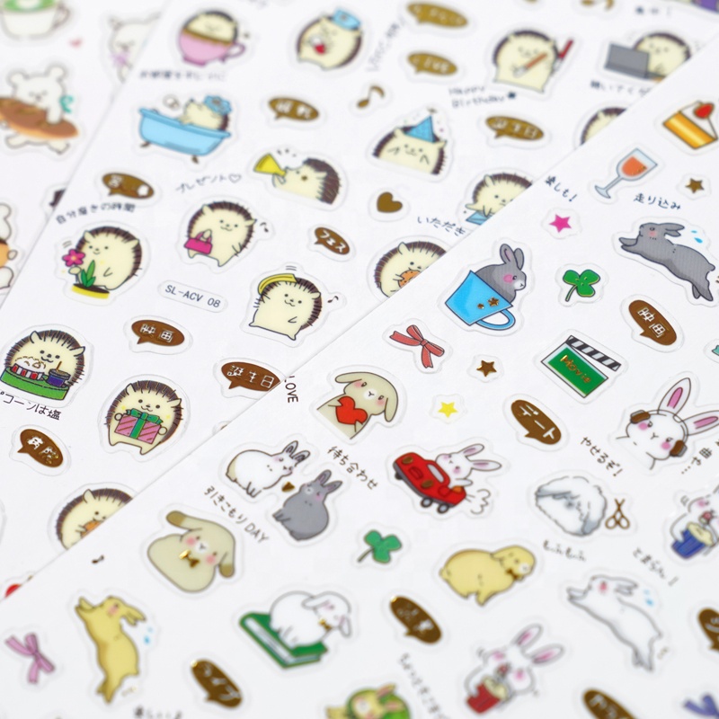 Оптовая продажа, ПВХ наклейки в виде животных SHANLE, индивидуальные милые декоративные наклейки для дневника, виниловые милые канцелярские наклейки для детей, Мультяшные