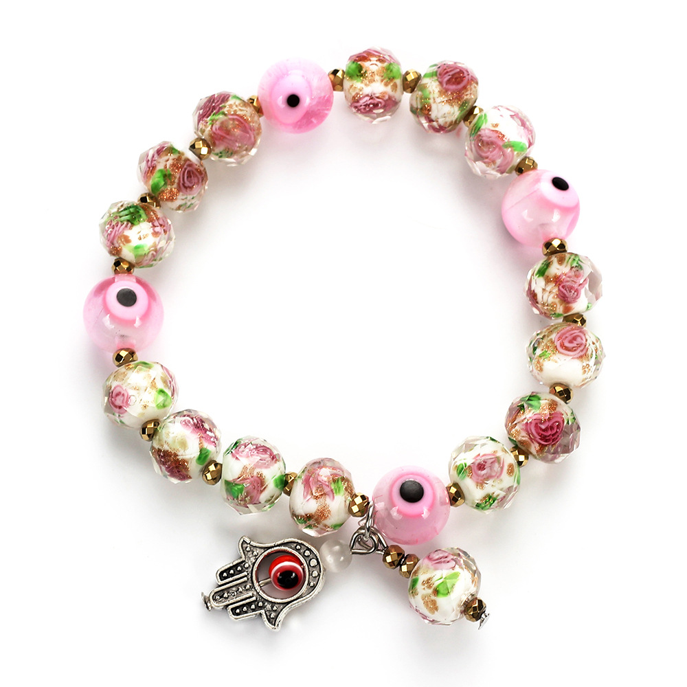 Encanto de mal de ojo grano protección suerte pulsera joyería pulsera Hamsa lujo