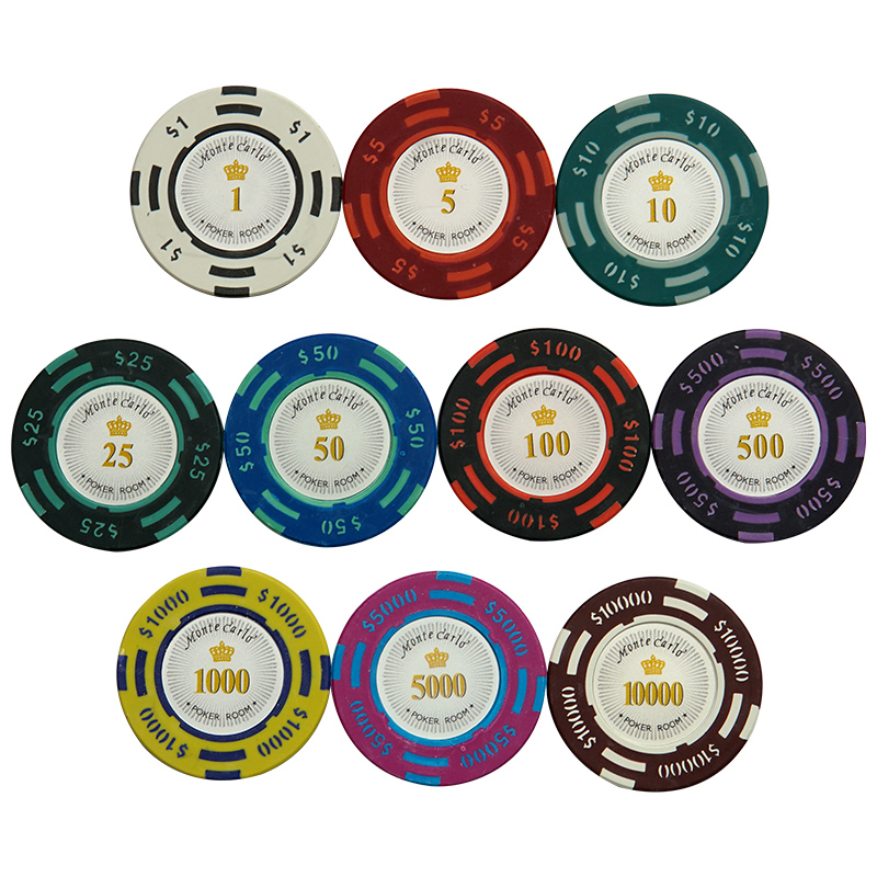 14g Clay Casino Texas Hold'em Poker Chip Set Metal Coins Dollar Monte Carlo clay poker Chips Club Accessories