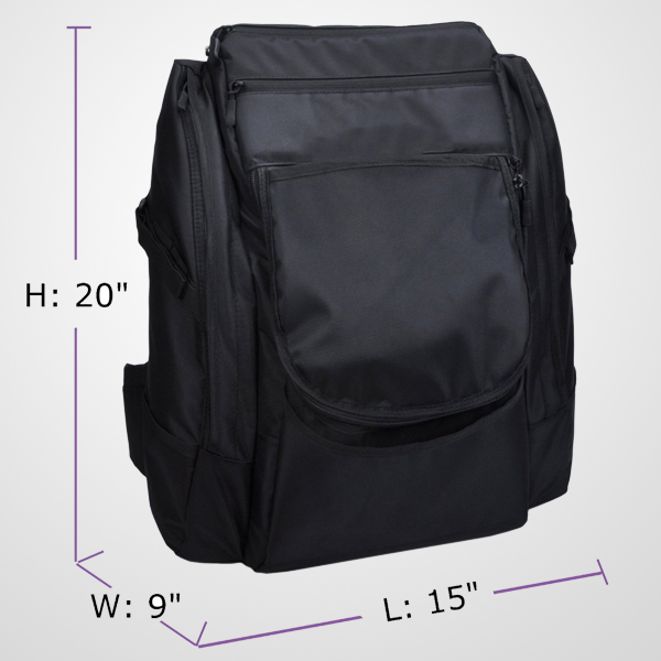 Роскошный рюкзак для гольфа с диском Фрисби-черный с емкостью 25-30 дисков