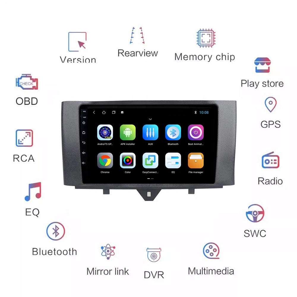 Car Stereo Navigation Digital Slide Touchscreen Car DVD Radio Receiver 9 inch For Benz SMART 2011-2015