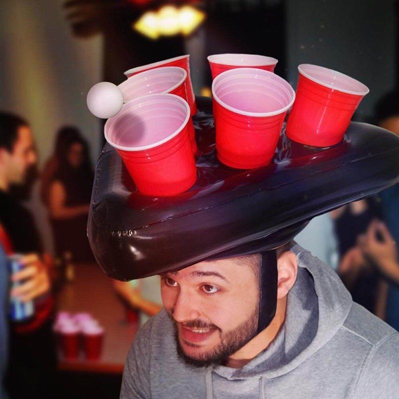 Original Cup Hat Pong with Inflatable Hats and Cups HATPONG