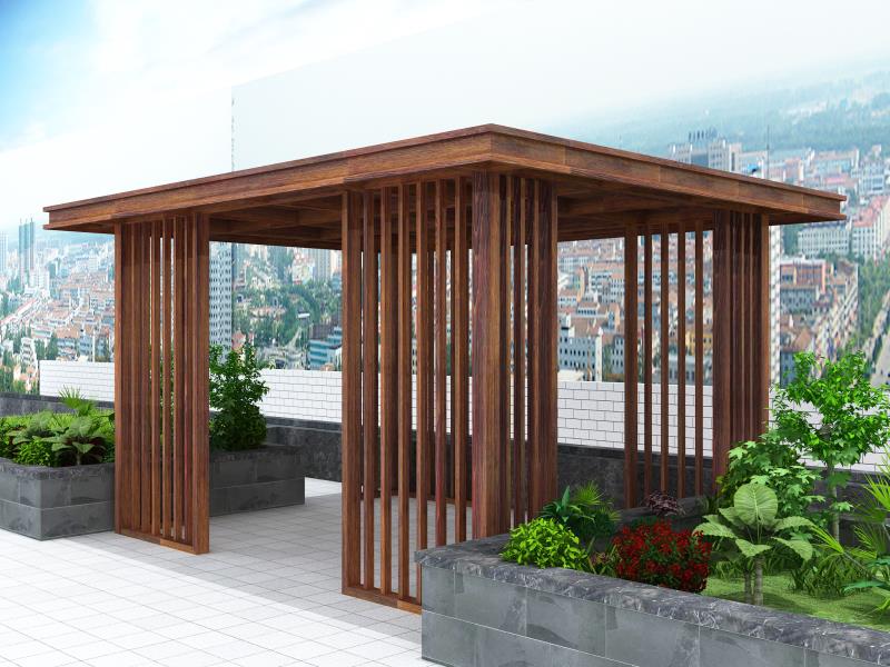 现代防水铝金属天井凉亭花园屋顶防风凉篷设计